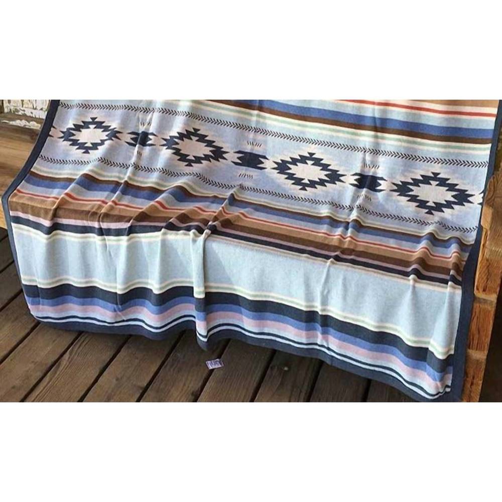 NEW TASHA POLIZZI agawam serape throw in blue/ grey